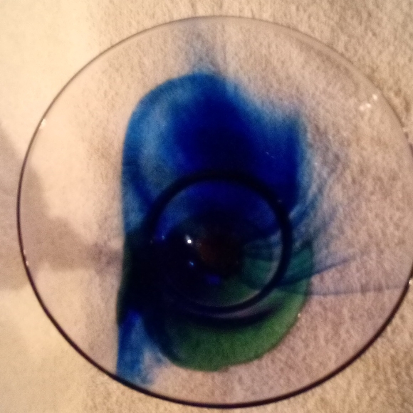 Vintage Bormioli Rocco Twisted Stem Goblet Green Optic Glass Chalice - Picture 7 of 8